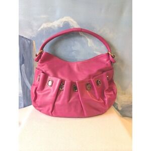 New! Braccialini Italian Leather Embellished Handbag In Fushia